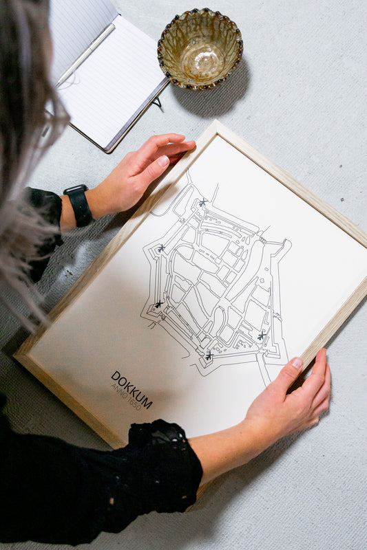 DOKKUM PLATTEGROND POSTER INGELIJST